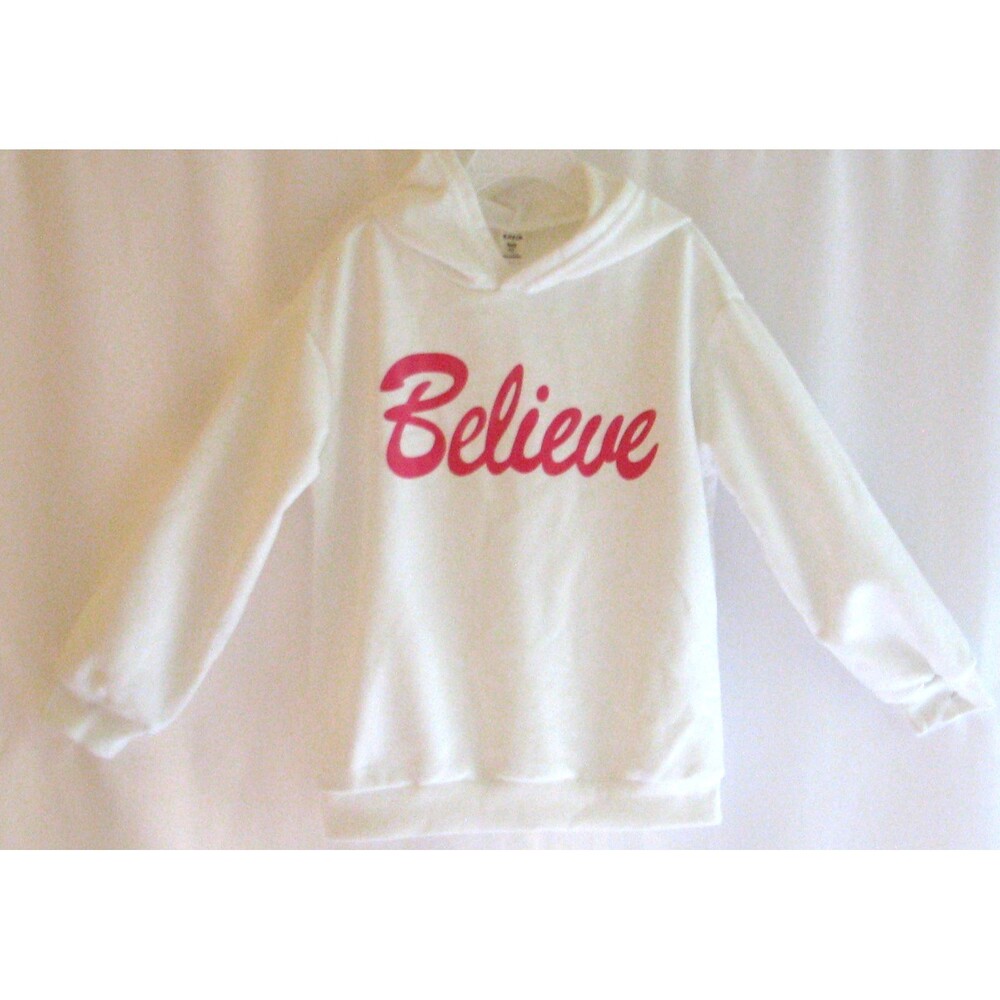 Girls White Shein Believe Hoodie Size 7Y